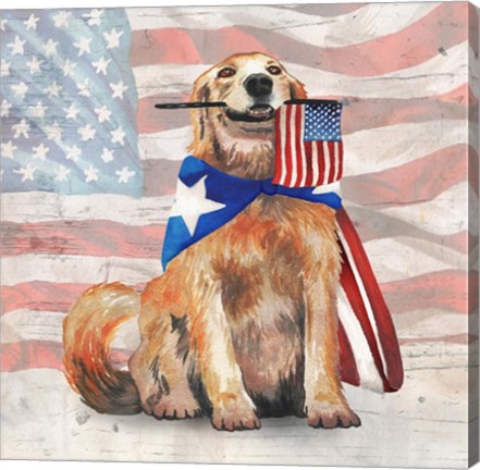 Framed Flag Waving Pup Print