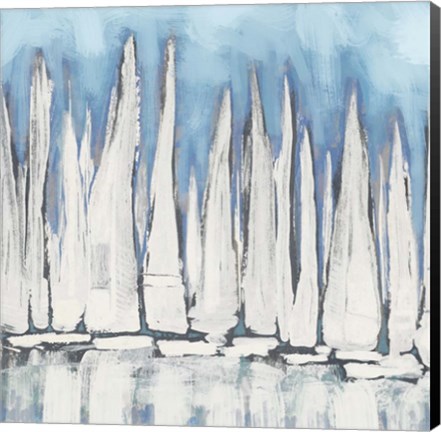 Framed White Sailboat Crowd I Print