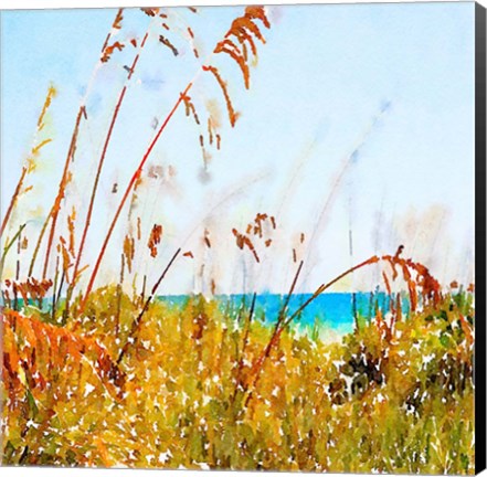 Framed Beach View Square Print