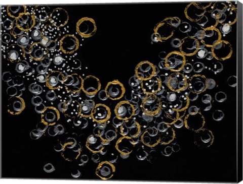 Framed Black and Gold Bubbles I Print