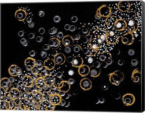 Framed Black and Gold Bubbles II Print