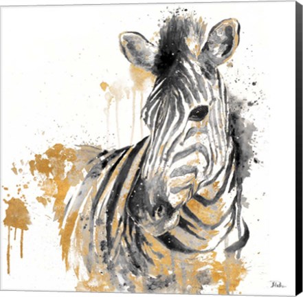 Framed Water Zebra with Gold Print