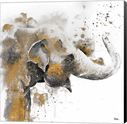 Framed Water Elephant with Gold Print