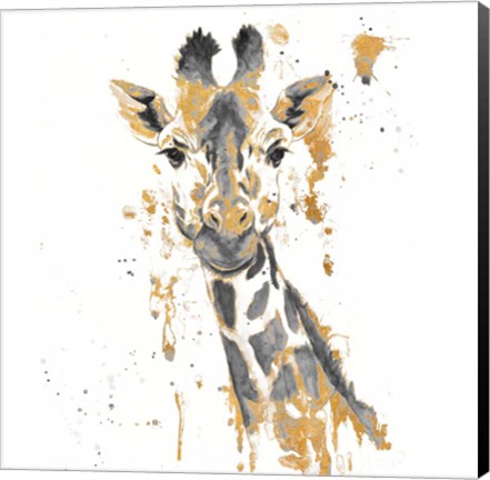 Framed Gold Water Giraffe Print