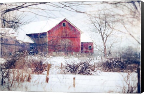 Framed Winter Barn Print