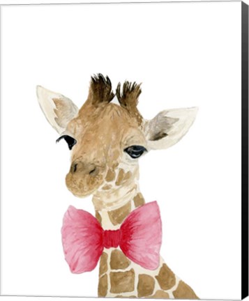 Framed Giraffe With Bow Print