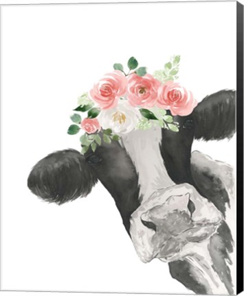 Framed Hello Cow With Flower Crown Print