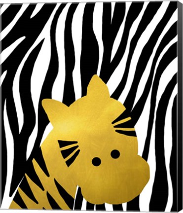 Framed Gold Baby Zebra Print