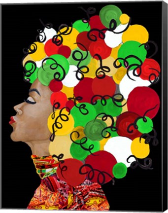 Framed African Goddess With Colorful Hair Print