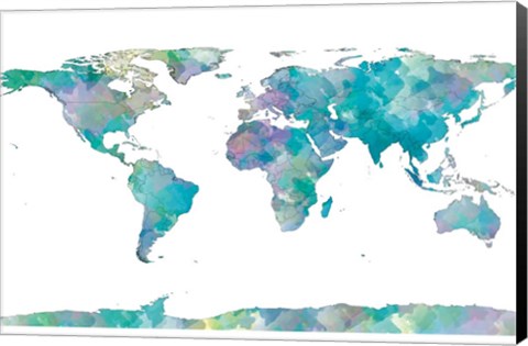 Framed World Map Watercolor Print