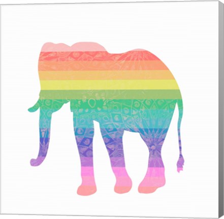 Framed Rainbow Elephant Print