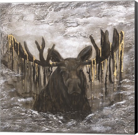 Framed Moose in the Mist Print