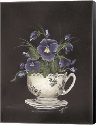 Framed Tea Cup Violets Print