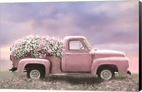 Framed Pink Floral Truck Print