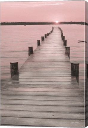 Framed Pink Sunset at the Dock Print