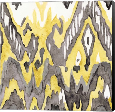 Framed Yellow-Gray Ikat 2 Print