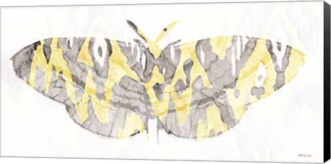 Framed Yellow-Gray Patterned Moth 1 Print