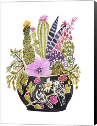 Framed Painted Vase of Flowers III Print