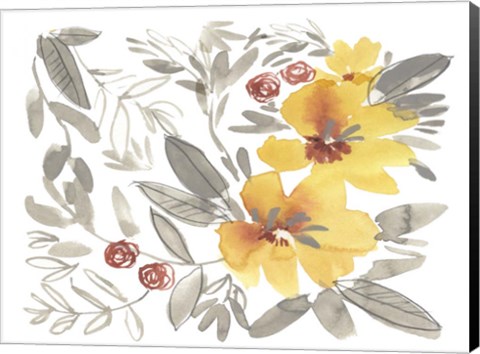 Framed Golden Flower Composition II Print