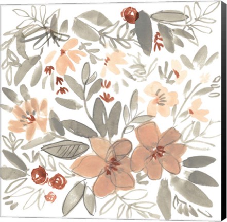 Framed Peach &amp; Rust Blooms II Print