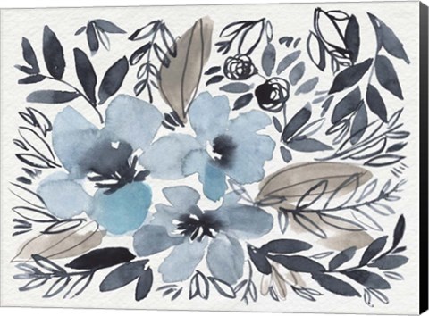 Framed Blue &amp; Paynes Blooms II Print