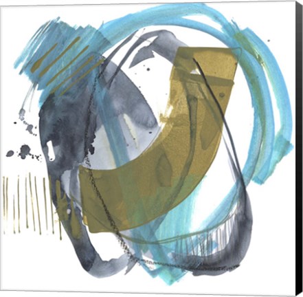 Framed Olive &amp; Blue Gesture II Print