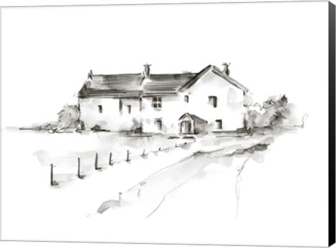 Framed Rural Farmhouse Study I Print