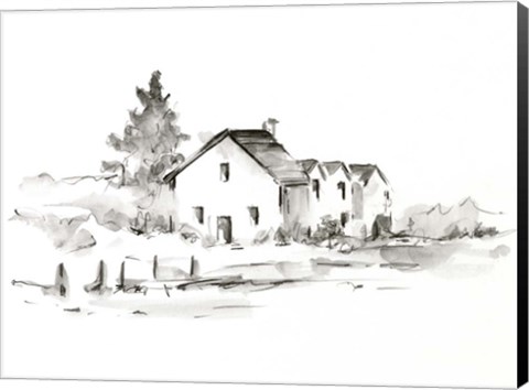 Framed Rural Farmhouse Study II Print