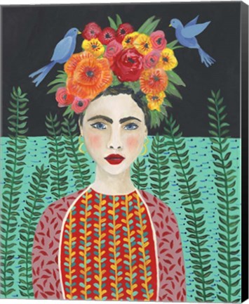 Framed Frida Headdress II Print