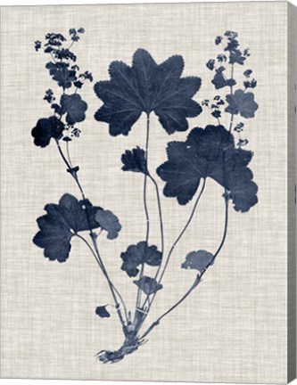 Framed Navy &amp; Linen Leaves III Print