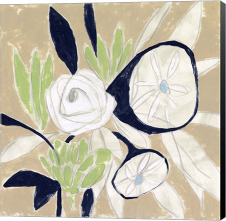 Framed Navy Bouquet Sketch II Print