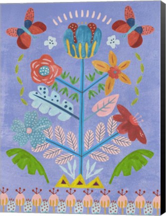 Framed Embroidered Garden I Print