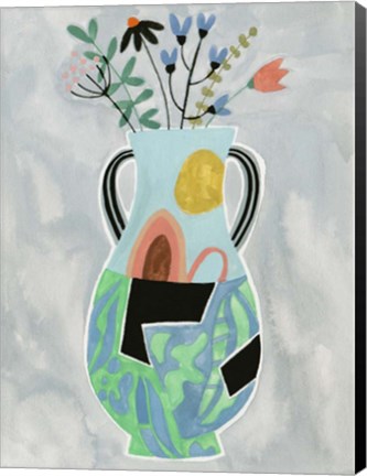 Framed Collage Vase I Print
