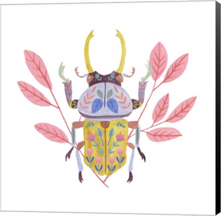 Framed Floral Beetles II Print