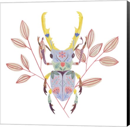 Framed Floral Beetles V Print