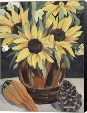 Framed Sunflower Vase II Print