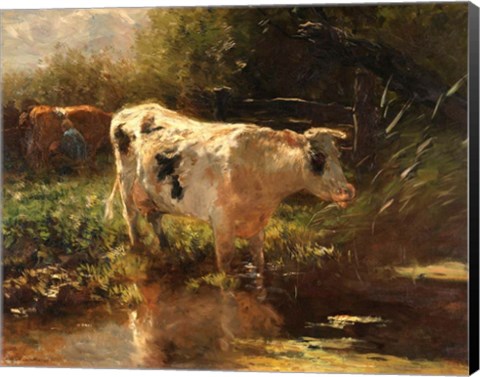 Framed Cow Beside a Ditch, c. 1885-1895 Print