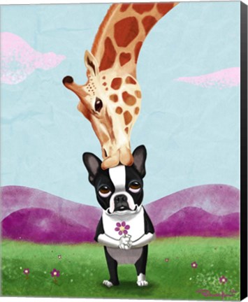 Framed Giraffe Kisses Print