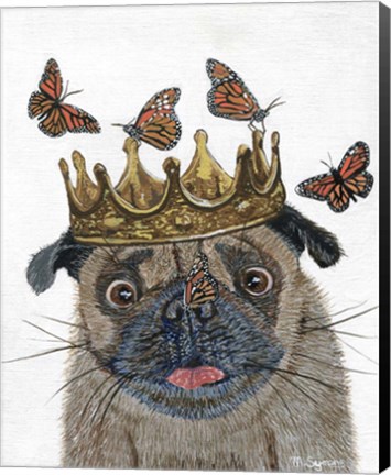 Framed Crowned Pug Print