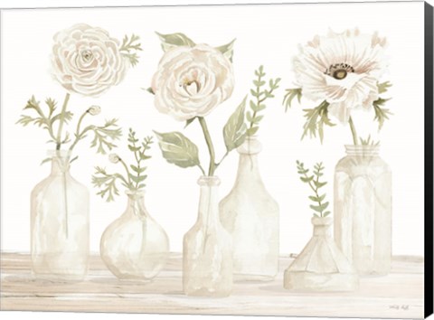 Framed Bottles and Flowers II Print