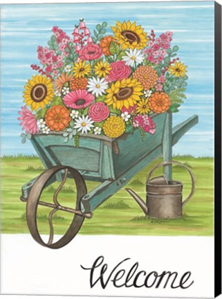 Framed Welcome Wheelbarrow Print