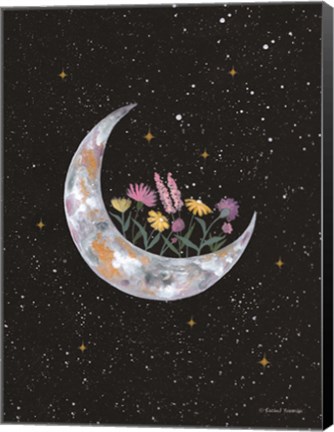 Framed Flowers on Crescent Moon Print