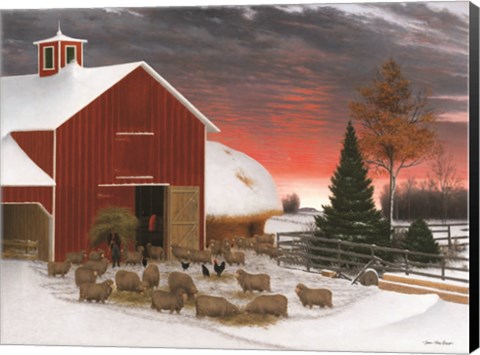 Framed Snowy Farm Print