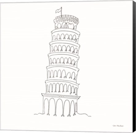 Framed One Line Pisa Tower Italy Print