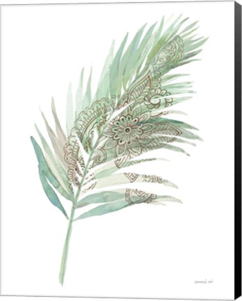 Framed Boho Tropical Leaf III Green Print