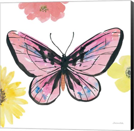 Framed Beautiful Butterfly I Pink Print