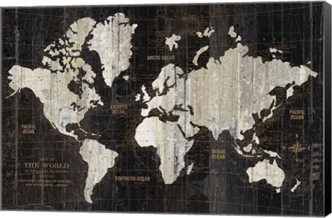 Framed Old World Map Black Print