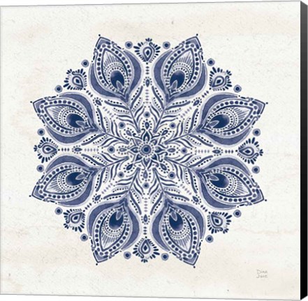 Framed Bohemian Vibes VI Mandala Blue Print