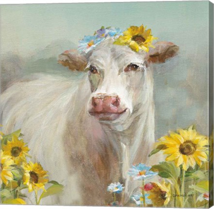 Framed Cow in a Crown Print