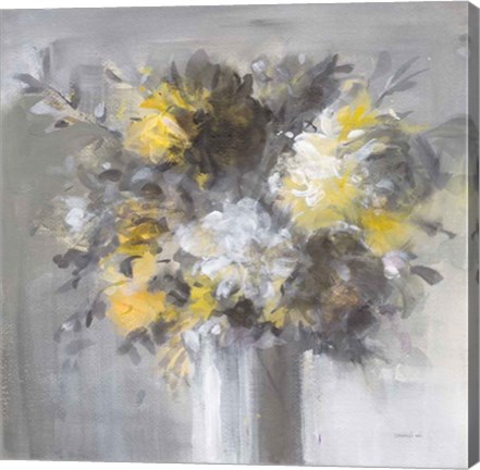 Framed Weekend Bouquet Yellow Gray Print